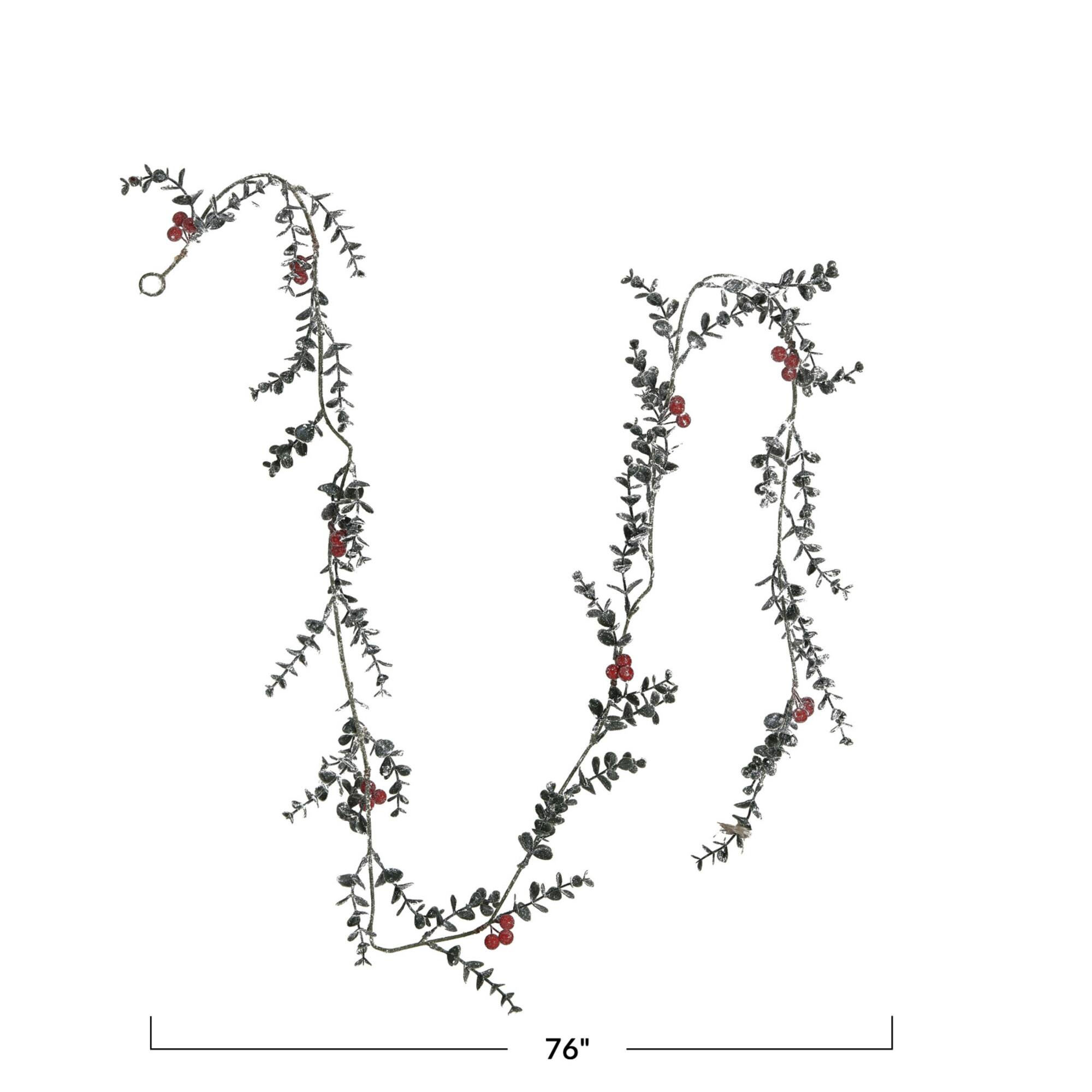 Hello Honey 6ft. Frosted Faux Boxwood Garland with Berries